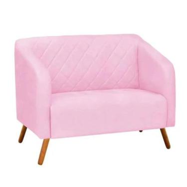Imagem de Namoradeira Decorativa Master Pés Madeira Suede Rosa - MD Poltronas