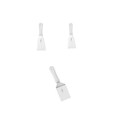 Imagem de Kit 3 Espátulas Reta E  Curva Inox Profissional Chapeiro Cozinha - LUD