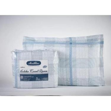 Imagem de Kit colcha jacquard montblanc tartan azul claro casal queen - Tapete M
