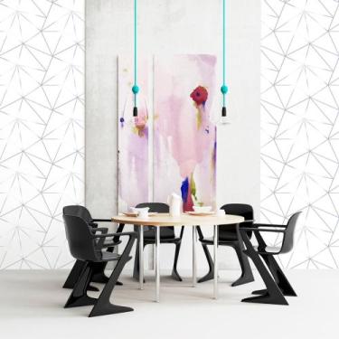Imagem de Adesivo De Parede Geométrico Fendi Zara Silver Fundo Branco 310x58cm -