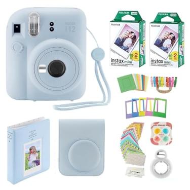 Imagem de Fujifilm Câmera instantânea Instax Mini 12 + 40 impressões de fotos + pacote de qualidade para fotos, estojo, adesivos de decoração, molduras, álbum de fotos, (azul pastel)