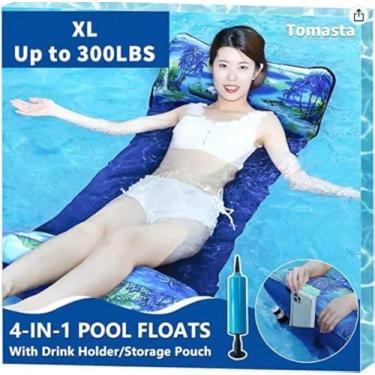 Imagem de Boias de piscina para adultos, boias infláveis para adultos, piscina multiinflável 5 em 1, boia de rede de água portátil, espreguiçadeira de praia de malha, na praia, lago, rio, viagens de