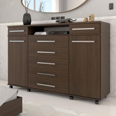 Imagem de Cômoda Buenos Aires 7 Gavetas ébano Touch - Panorama Móveis, Marrom, M