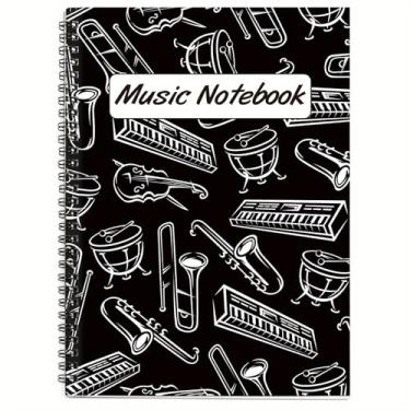 Imagem de BestSounds Papel manuscrito, papel de pessoal em branco, composição musical, caderno, acessórios para piano presentes, 50 páginas, 10 bastões (#F)