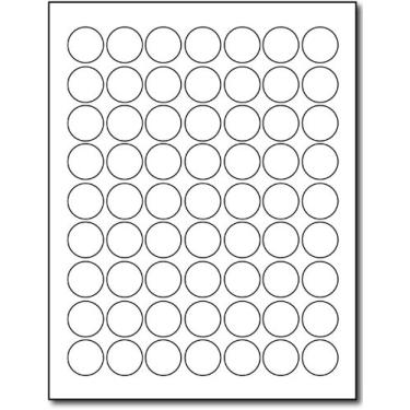 Imagem de Etiquetas redondas brancas de 2,5 cm - 63 etiquetas por folha - para impressoras a jato de tinta e laser - 25 folhas / 1575 etiquetas
