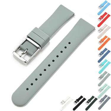 Imagem de Pulseira de silicone de liberação rápida de 18 mm, 20 mm, 22 mm, pulseira de borracha para relógios Samsung Galaxy, pulseiras de substituição com fivela prateada para relógios Smartwin, pulseiras de
