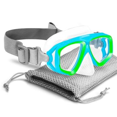 Imagem de OMGear Óculos de natação infantil com cobertura de nariz alça de tecido máscara de mergulho para crianças (4-16) equipamento de mergulho juvenil máscara de natação de silicone anti-arranhões