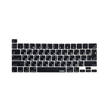 Imagem de XSKN Capa para teclado de silicone bilíngue russo/inglês bilíngue para modelos Touch Bar 2019 MacBook Pro 16 polegadas A2141 2020 MacBook Pro 13,3 polegadas A2251 A2289 A2338 M1 Teclado Versão Comum