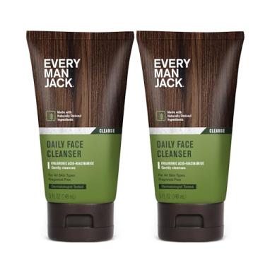 Imagem de Every Man Jack Lavagem facial diária para homens – Limpa, hidrata e revitaliza suavemente a pele seca e cansada com ácido hialurônico e niacinamida - 150 ml (pacote com 2)
