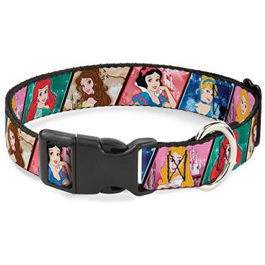 Imagem de Buckle-Down Coleira com clipe de plástico – Blocos de poses/castelo das Princesas Disney – 2,54 cm de largura – serve para pescoços de 22,86 cm – Pequeno