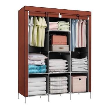 Imagem de Guarda Roupa Dobrável Organizador De Roupas Roupeiro Compacto Desmontável Armário De Quarto(MARROM)