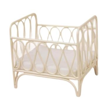 Imagem de menolana 1:12 casa de bonecas em miniatura berço cama de boneca para quarto de casa de bonecas, boneca de cena diy, móveis para casa, acessórios artesanais