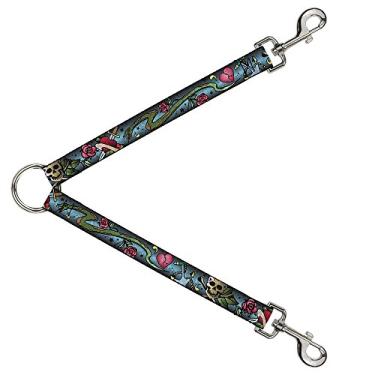 Imagem de Buckle-Down Divisor de correia para cães Live Hard Die Young Close Up Turquesa 3,5 cm de comprimento 2,5 cm de largura