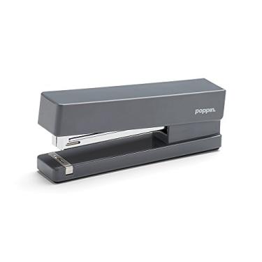 Imagem de Poppin Grampeador – grampeador de mesa moderno original, material de escritório, acessórios de mesa de escritório, design de laca, bigorna de aço sólido, várias cores disponíveis (cinza escuro)