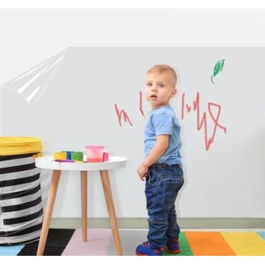 Imagem de WELOHIGT Película protetora de parede eletrostática, papel de contato removível, protetor de parede transparente, papel de parede adesivo impermeável à prova d'água Backsplash à prova d'água