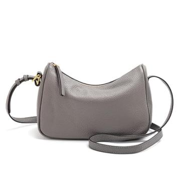 Imagem de AIDRANI Bolsa feminina de couro com camada de couro bovino bolsa feminina de couro macio banda larga grande capacidade, Cinza