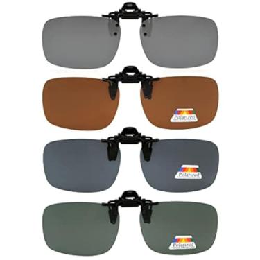 Imagem de Eyekepper Pacote com 4 óculos de sol Flip-up Clip-On 59 x 39 mm Metal Wear Over Glasses, Mistura de 4 peças, One Size