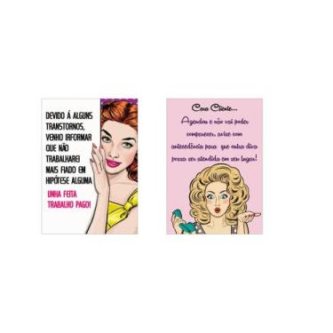 Imagem de Quadros Manicure Salão Beleza Avisos Sem Fiado Kit 2 Peças - camaleao 