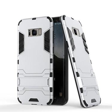 Imagem de MaiJin Capa para Samsung Galaxy S8 Plus (6,2 polegadas) 2 em 1 à prova de choque com recurso de suporte, capa protetora híbrida de camada dupla Armor Defender (prata)