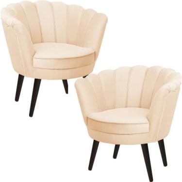 Imagem de Kit Duas Poltronas Pétala em Sued Premium Bege - Sua Casa Decorações, 