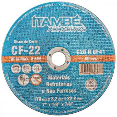 Imagem de Disco Corte Refratario Itambe 7''X1/8''X7/8''- 2 Telas - Cf-22