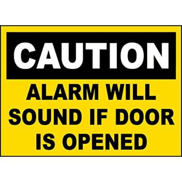 Imagem de Adesivos de vinil - Pacote - Adesivos de sinais de segurança e aviso e armazém - Alarme soará se a porta for aberta - Pacote com 3 (8,9 cm x 12,7 cm)
