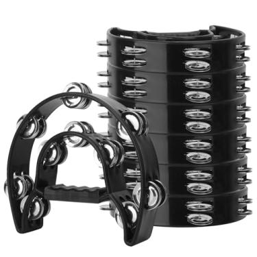 Imagem de IHDYPPEW Pacote com 7 pandeiros de fileira dupla – Pandeiro portátil profissional de 23 cm, 20 jingles de metal, pandeiro musical meia lua, pandeiros de plástico para adultos, amantes de música e