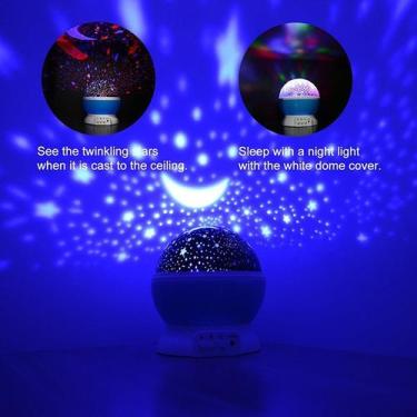 Imagem de Projetor Luminária Abajur Estrelas Galaxy 360º Ceu Estrelado Lua Led F