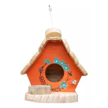Imagem de Casinha de Passarinho Feita de Madeira com Telhado e Base Crua - Decor