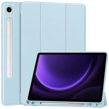 Imagem de Capa Case PREMIUM Anti Impacto com suporte para S Pen compatível com Samsung Galaxy Tab S9 e S9 FE (Azul Claro)