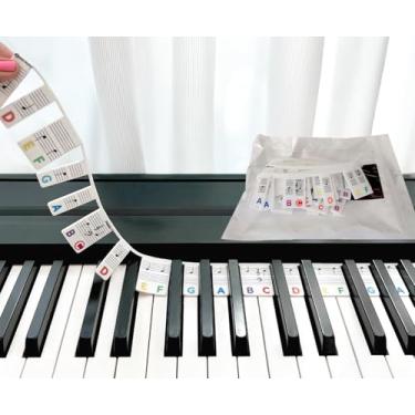 Imagem de Guia para iniciantes: etiquetas de silicone para notas de teclado de piano tamanho completo de 88 teclas / 61 teclas removíveis reutilizáveis inclui bolsa de armazenamento, sem necessidade de adesivos