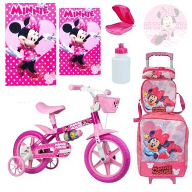 Imagem de Bicicleta Infantil Aro 12 Minnie Mouse Kit 8 Itens - Nathor