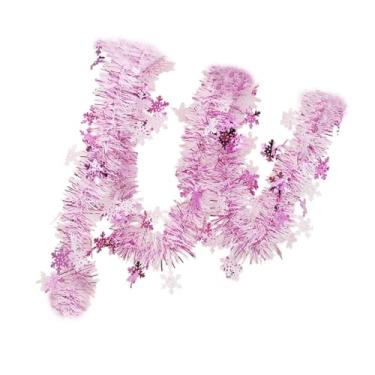 Imagem de shamjina Guirlanda de Natal com faixa de decoração Guirlanda de tiras de glitter para teto Feriado Versátil Lareira Guirlanda pendurada Ornamento, Rosa