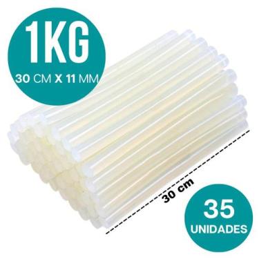 Imagem de Bastão Cola Quente Grossa 1kg Transparente 11x30 35 Unidades - Startoo