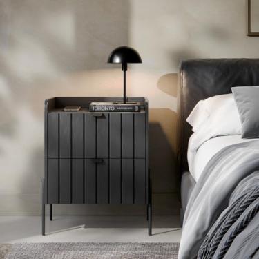 Imagem de Mesa De Cabeceira Venus 45 Base Preta (Grafite/Preto)