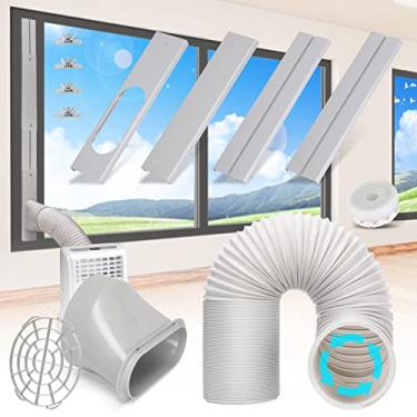 Imagem de Kerykwan Kit de ventilação de ar condicionado portátil com mangueira de exaustão de 15 cm, kit de janela CA portátil ajustável para dutos, painel de vedação CA portátil universal para janela