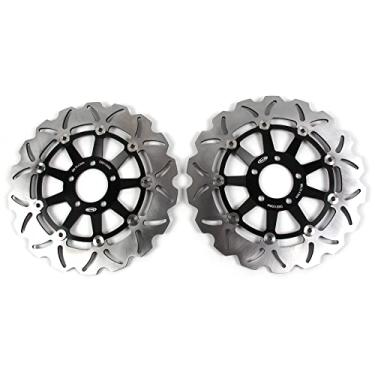 Imagem de 1 par de discos de freio dianteiros flutuantes de rotores compatíveis com Kawasaki ZXR400 1991-2002, ZXR750 1989-1995, ZXR750R 1989-1992, Ninja ZX9R 2000-2001, peças pretas de acessórios de