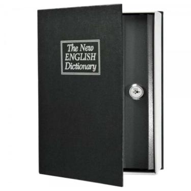 Imagem de Cofre Camuflado Com Chave Livro Secreto Falso Porta Joias Dinheiro Documentos Em Metal Estante