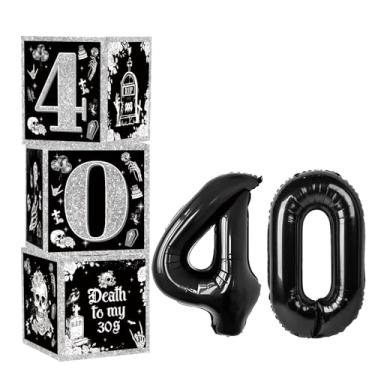 Imagem de Death to My 30s Birthday Decorations - Gameza 5PCS 40th Birthday Balloon Blocks Boxes Decoration 40th Birthday Number Balloons Decor for Women Men Rip to My 30s Birthday Party Supplies