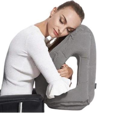 Imagem de Travesseiro Almofada Viagem Inflável Dobrável Portátil Avião - H2, Cin