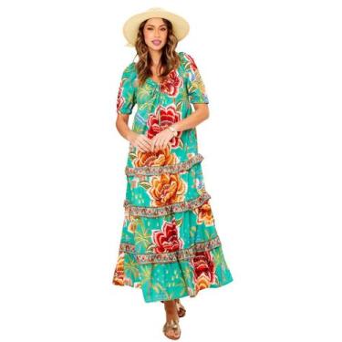Imagem de Vestido feminino mid com  decote coração e lastex nas costas com manga
