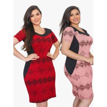 Imagem de Kit 2 Vestidos Feminino Evangélico Moda Cristã Jovem Luxo Barato Ofert