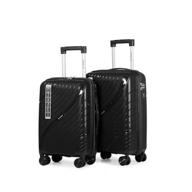 Imagem de ALLABARD Kit Malas de Bordo 10kg e Mala de Bordo 8 kg em PP Rígido Rugoso Anti Arranhão com Rodinhas 360° e Ziper Duplo Antifurto Cadeado com Senha Shore 18-20 (Preto)