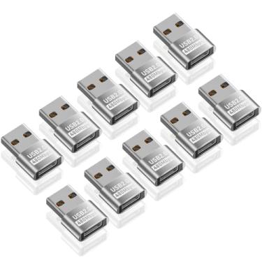 Imagem de Duttek Adaptador USB para USB C, USB C fêmea para carregador OTG macho tipo C, adaptador USB A para USB C para laptop, carregador, iPhone, MacBook, Samsung Galaxy etc. (10, prata)