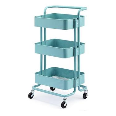 Imagem de Carrinho Multiuso Organizador 3 Prateleira em Ferro com roda - KF, Azu