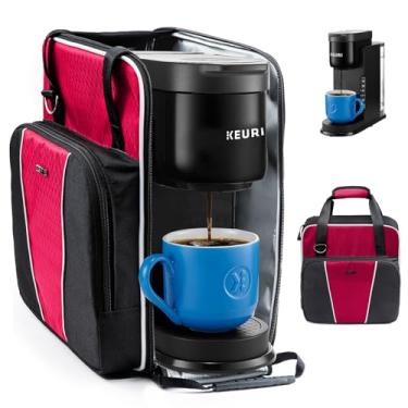 Imagem de Bolsa de viagem para cafeteira compatível com cafeteira Keurig K-Express, estojo de transporte para cafeteira K-Iced de dose única com vários bolsos para cápsulas K-Cup, bolsa de armazenamento com alça de ombro