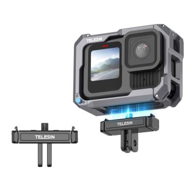 Imagem de TELESIN Adaptador magnético para Go Pro Hero 13 Preto Adaptador de liberação rápida com adaptador de conexão, acessórios Hero13, tripé anexável, suporte de vlogging