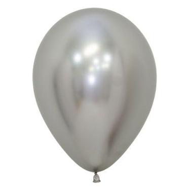 Imagem de Tuf Tex 11" Silvery Chrome Latex Balloons 50 Count Bag.