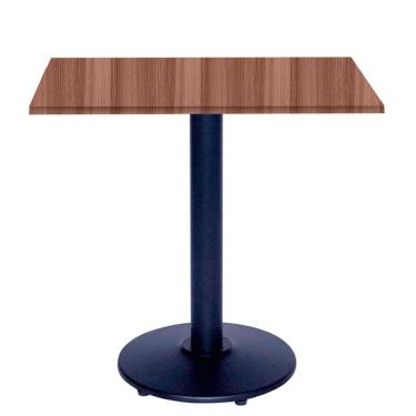 Imagem de Mesa Bistrô Ferro Preto 111,50 cm (Alt) Disco Redondo Tampo MDP Quadrado 80 cm (Larg) x 2,50 cm (Alt) Walnut