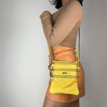 Imagem de Bolsa recuo em couro legítimo b.1071, Mostarda